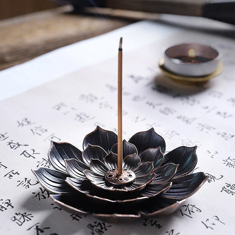 家用休闲禅定荷风线香插供佛礼佛香檀香沉香熏香座香托摆件
