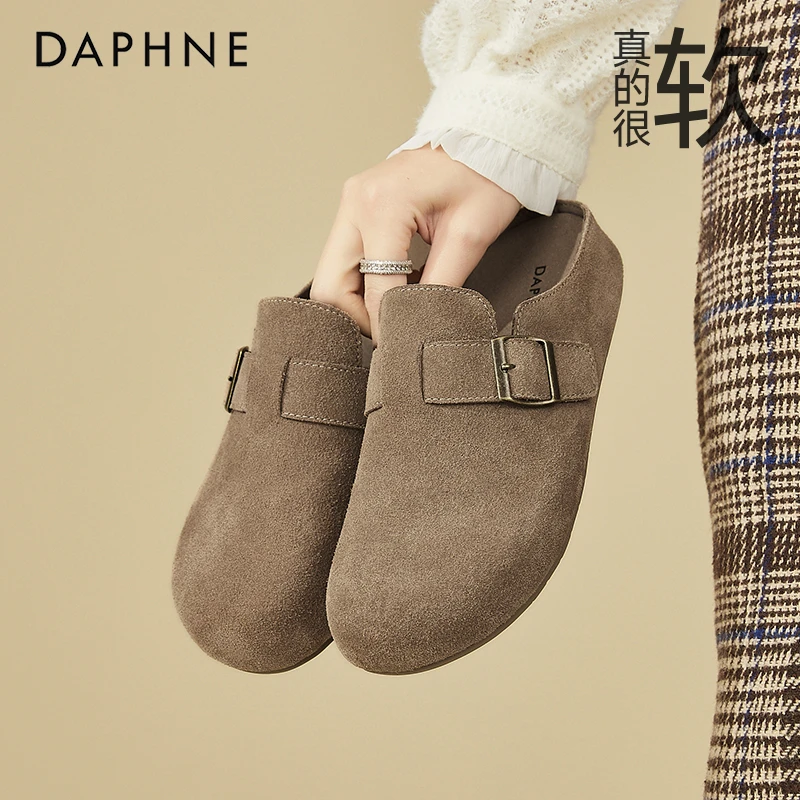 达芙妮包头半拖穆勒鞋女2025年秋季新款一脚蹬懒人无后跟勃肯单鞋