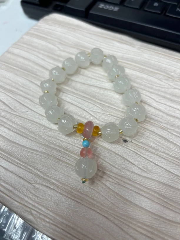 铜合金手链 11138 莲花珠珠吊坠粉珠手串