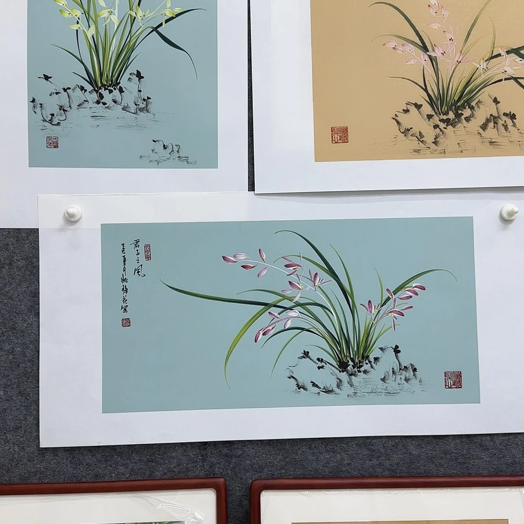 国画一笔两色立体兰花