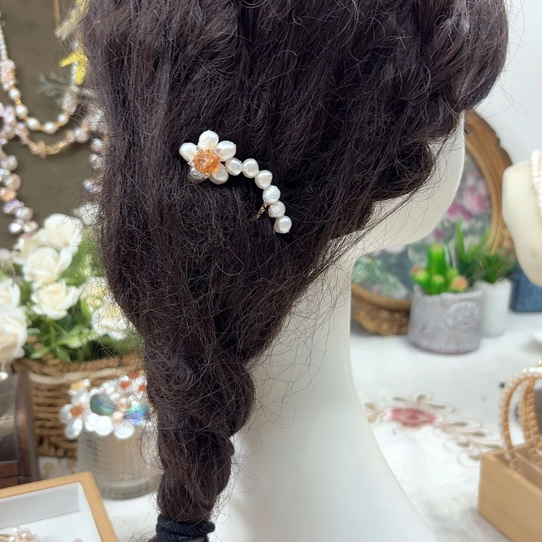 银S925镶嵌淡水珍珠珍珠甜美风可爱风