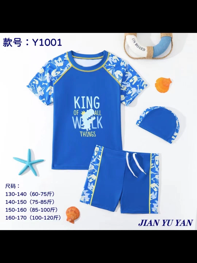 剑雨雁儿童泳衣男童2025新夏速干分体泳装中大童男孩防晒训练泳装