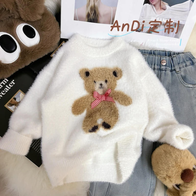 〖ANDI〗订制冬款中大童女童可爱风卡通熊针织内搭毛衣3369