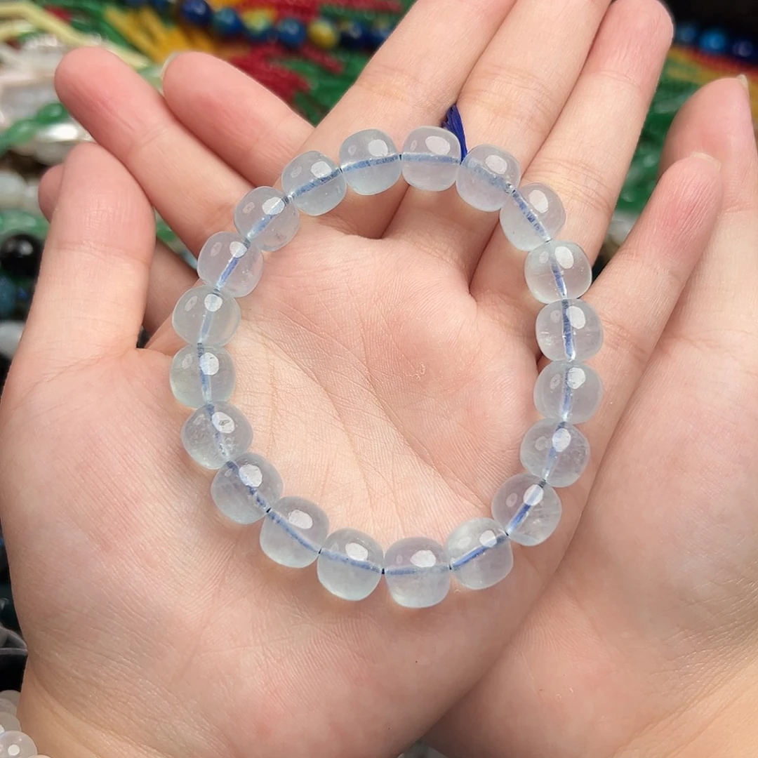 未镶嵌玛瑙/玉髓珠宝半成品海蓝宝路路通11m手串一条