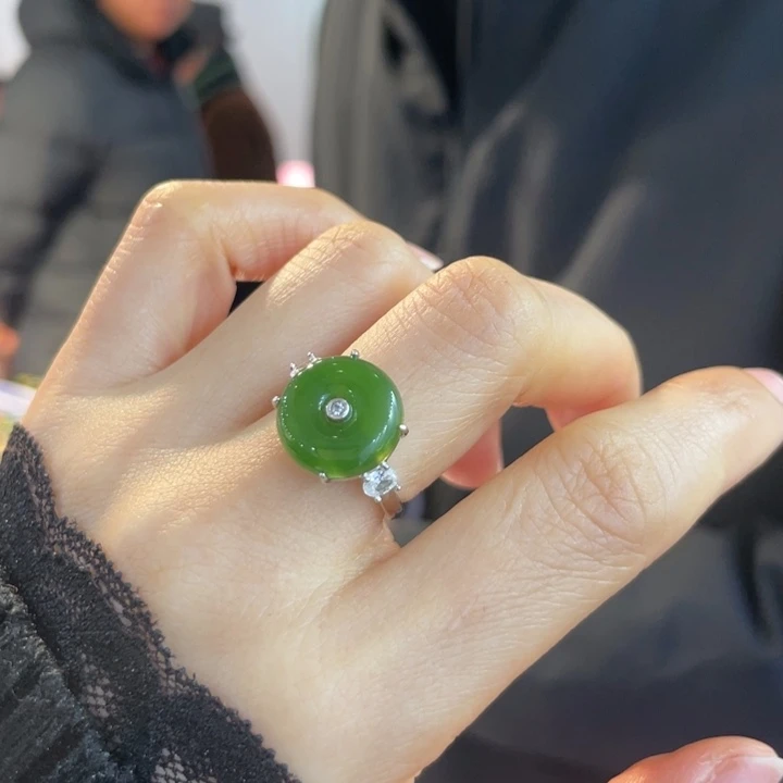 和田玉银S925镶嵌戒指