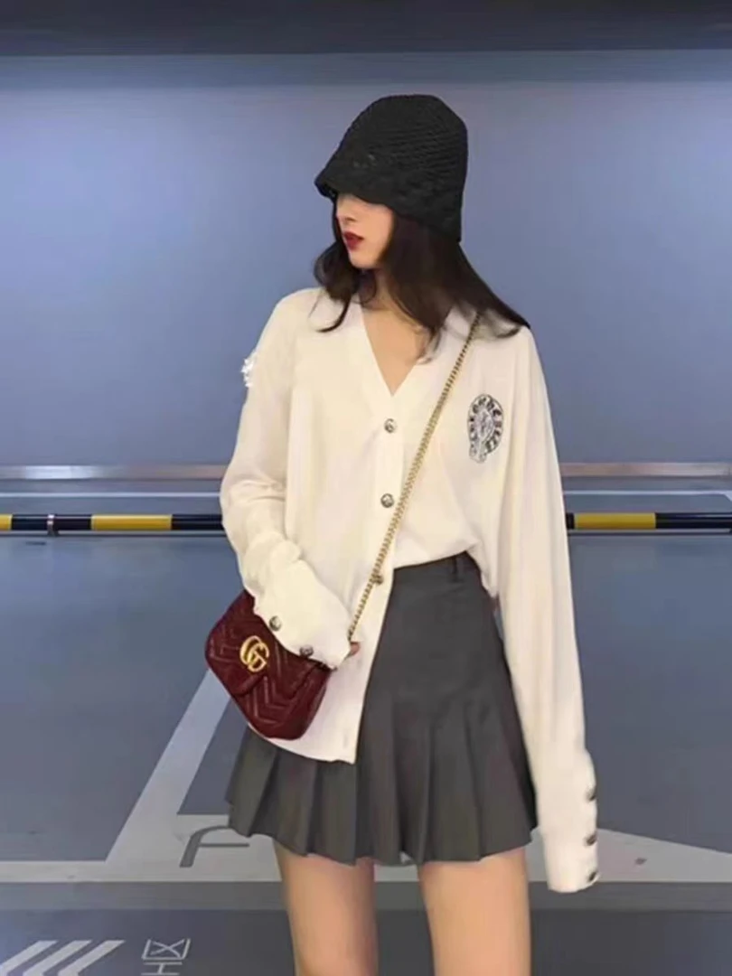 毛衣花毛衣女秋冬圆领宽松针织上衣潮0002GG