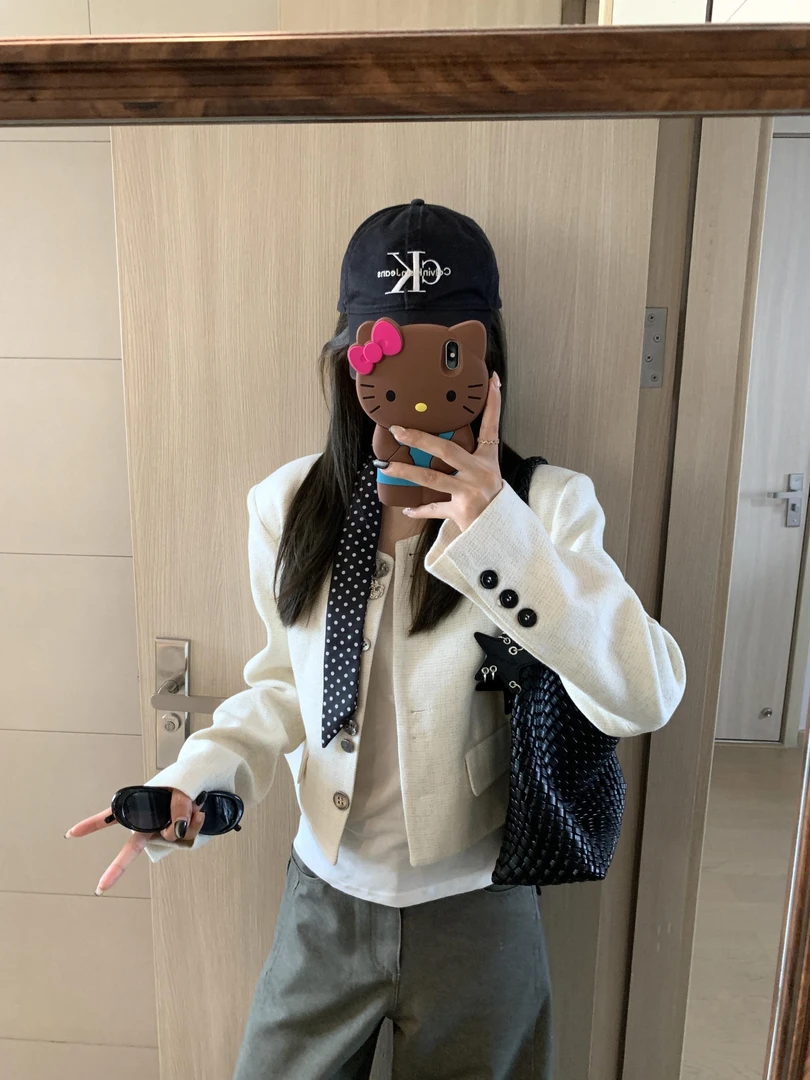 小香风高级感气质西装女秋季法式修身显瘦短外套休闲阔腿裤两件套