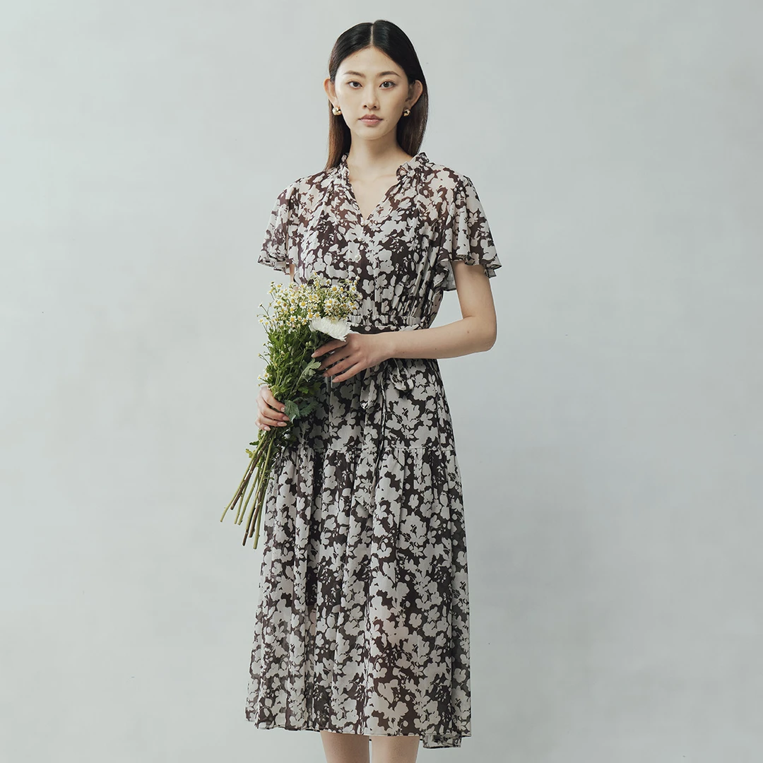 【安雅专属】歌蒂诗2025夏专柜新品碎花收腰显瘦连衣裙 3F26L2928