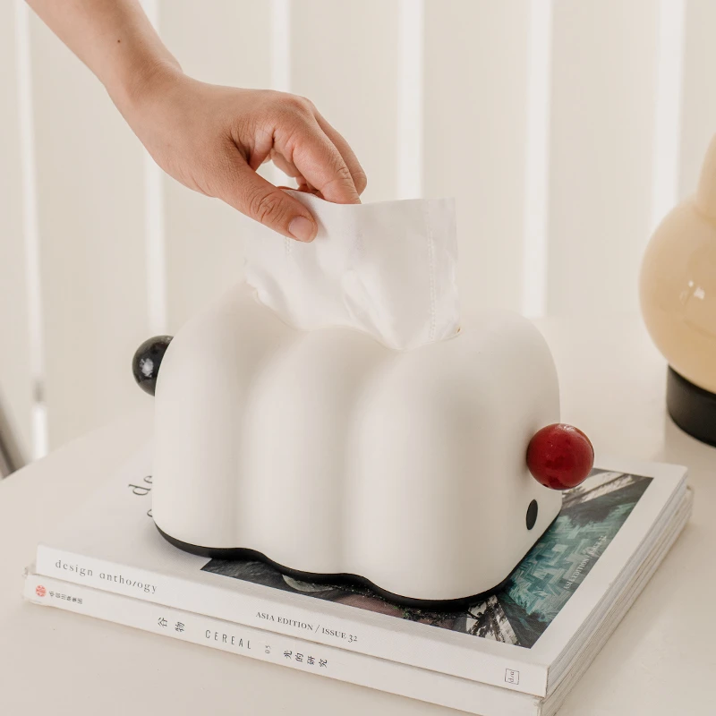 桌面纸巾盒家用抽纸盒卷纸收纳盒可爱卡通餐巾纸整理盒