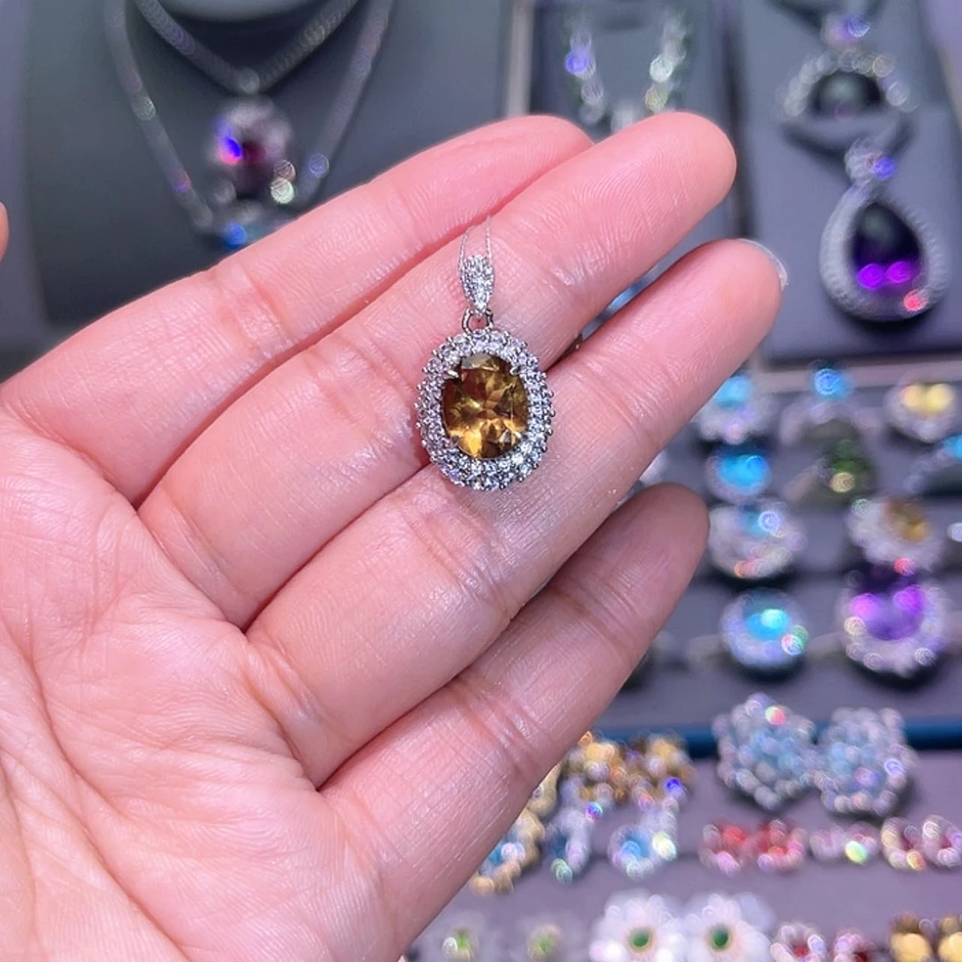 【闪购商品】黄晶吊坠(赠链)银S925镶嵌吊坠