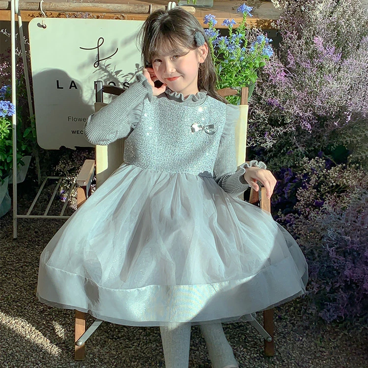 女童小香风套装春秋高级感珍珠亮片公主裙字儿童洋气超好看连衣裙