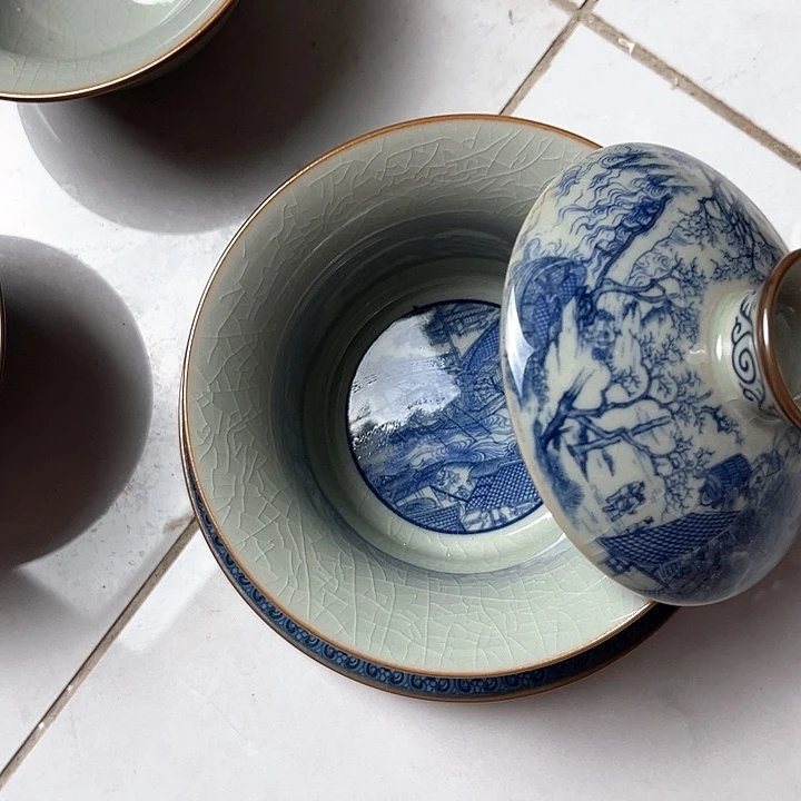 清明上河图马蹄盖碗