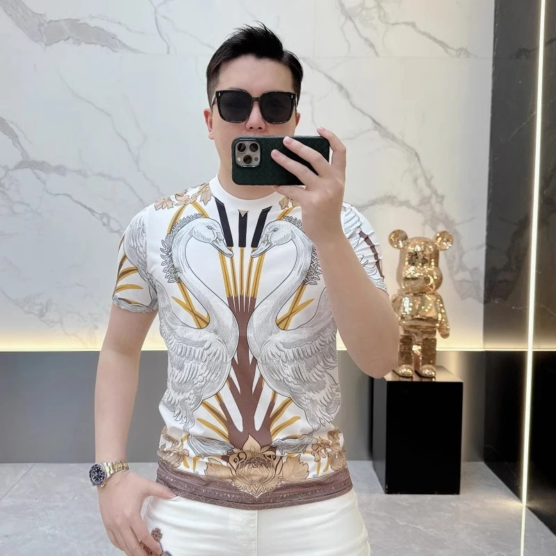 BOTEMER/比提米尔夏季欧货网红印花徽章潮流圆领短袖修身百搭T恤