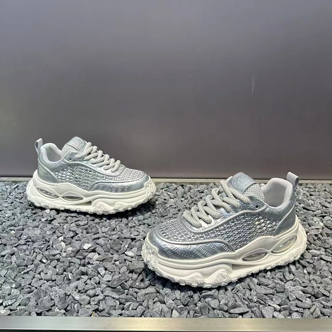 夏季网面透气男士时尚百搭增高厚底老爹鞋舒适软底潮男运动休闲鞋