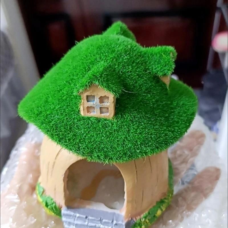 鱼缸造景装饰仿真青苔蘑菇小房子树脂小摆件鱼虾躲避屋假山水草