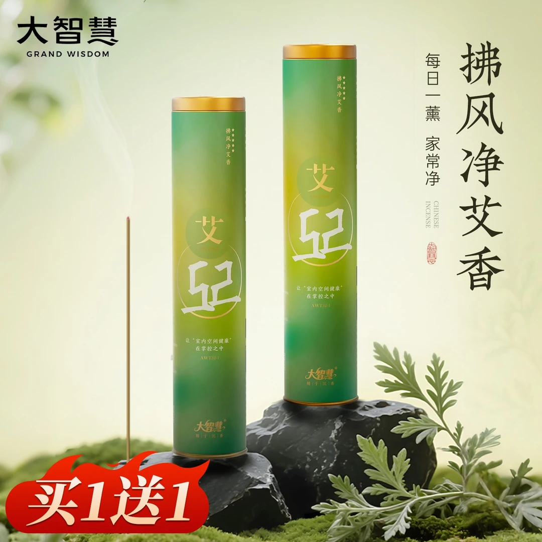 大智慧【买一送一】52号拂风净艾香100g净味客厅厨房茅厕艾草线香