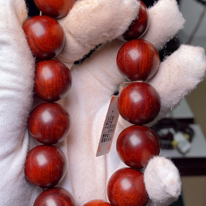 小叶紫檀手串/手链原汁原味1.8cm 鸡血红泥料特价