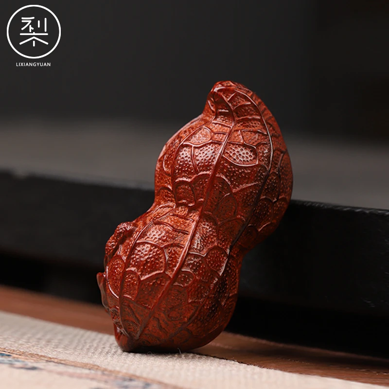 梨香院印度小叶紫檀大花生手把件檀香紫檀红木雕刻盘玩把玩件好事