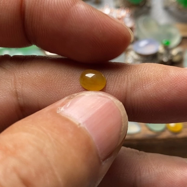 翡翠散珠冰底黄翡戒面