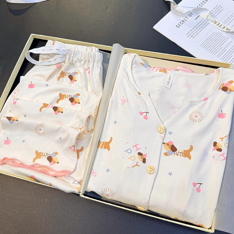 【莫代尔】带胸垫可拆卸月子服夏季薄款产后孕妇哺乳睡衣产妇喂奶衣