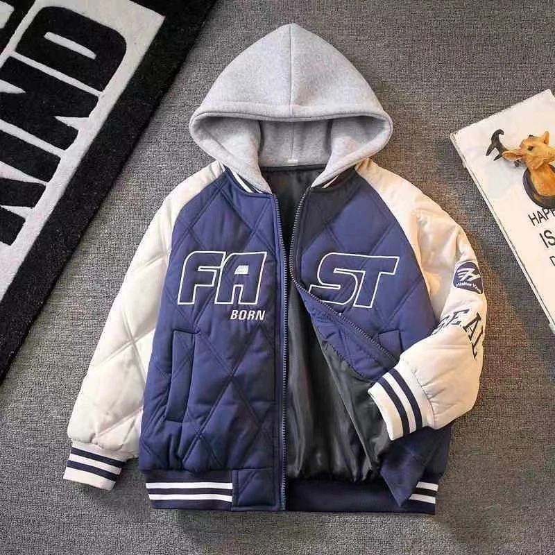 实体品质~男童加棉外套秋冬款连帽棒球服韩版休闲百搭上衣11019
