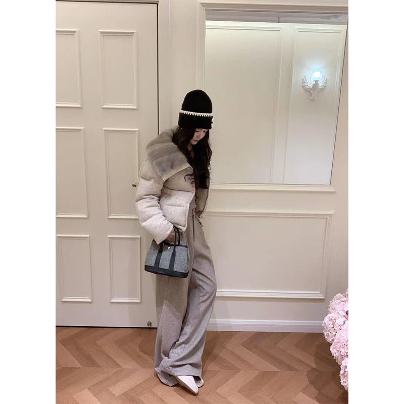 秋冬新款洋气小众设计感休闲百搭长袖外套高腰垂感显瘦直筒裤套装