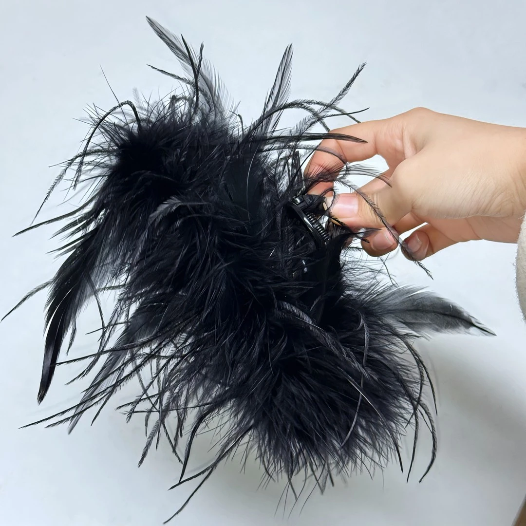 四倍毛量大号发饰抓夹高马尾发夹女毛毛黑色发抓抓夹夹子头发发箍