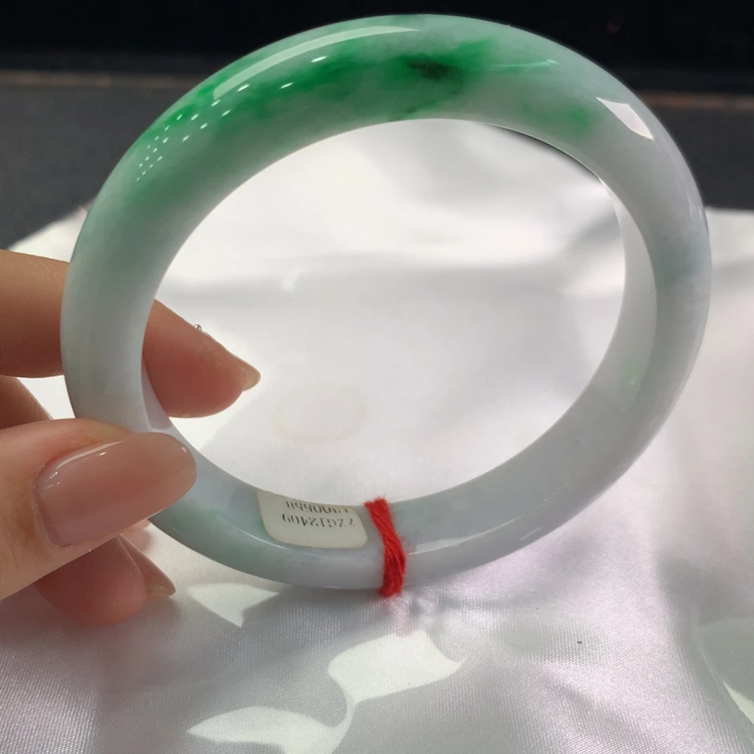 翡翠未镶嵌手镯缅甸A货翡翠 辣阳绿60 61