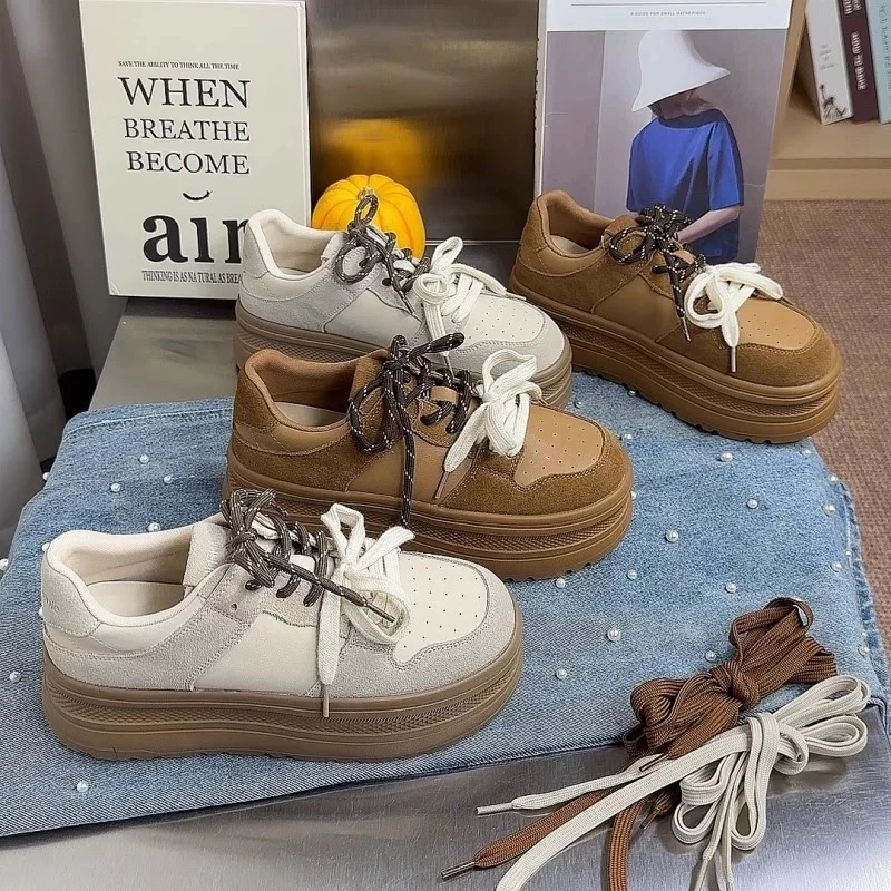 【慢慢女鞋】女鞋2025新时尚百搭ins厚底软底休闲鞋9030-5