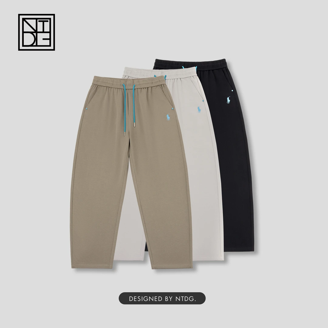 春季美式多巴胺抽绳绿松石小标高端弯刀裤F360