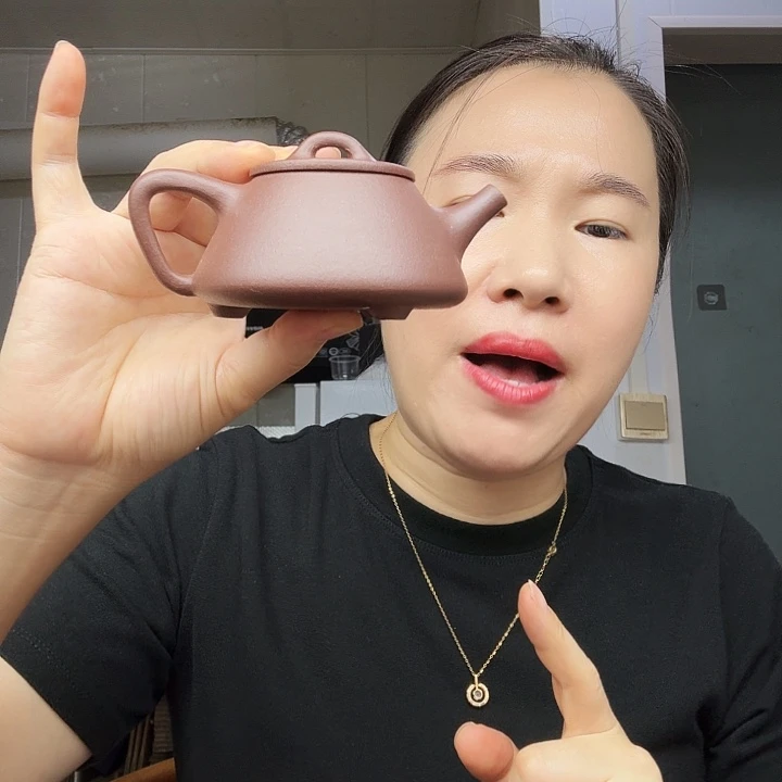 茶壶紫砂原矿半手工带豆平盖石瓢120cc