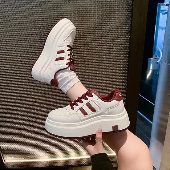 厚底小白鞋女2025春安哥拉红休闲百搭户外运动增高小白鞋z123/仓