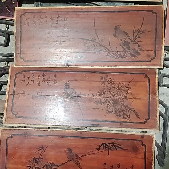 王***忠香榧木手工人物木雕花板