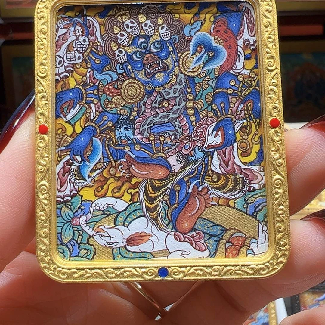 吊坠热贡手绘唐卡六臂玛哈嘎拉