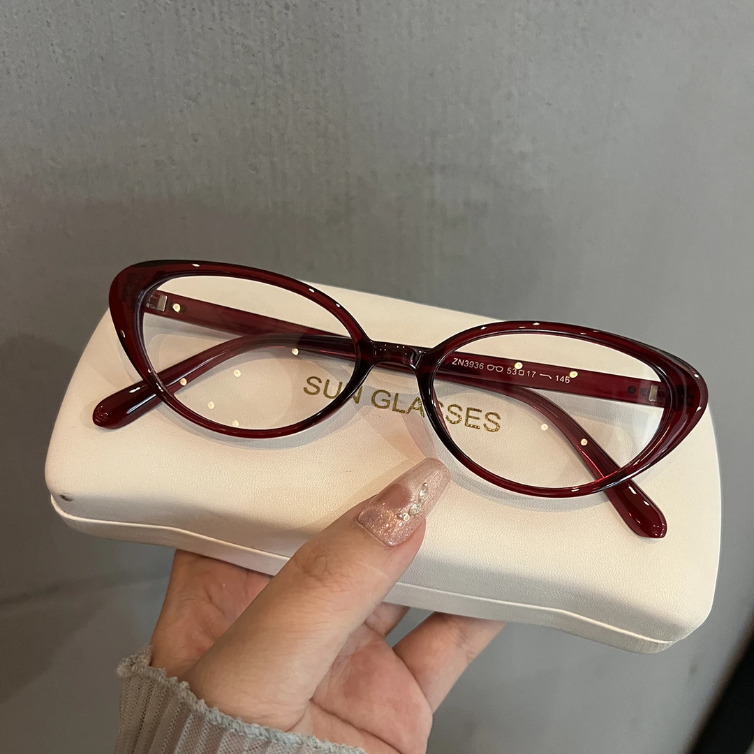 17克超轻复古酒红色眼镜框女高级感小众设计感素颜神器眼镜架男潮