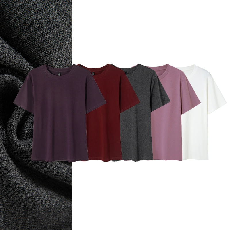 洗水螺纹棉【25168#】春夏螺纹棉微胖大码宽松圆领纯色打底短袖恤女