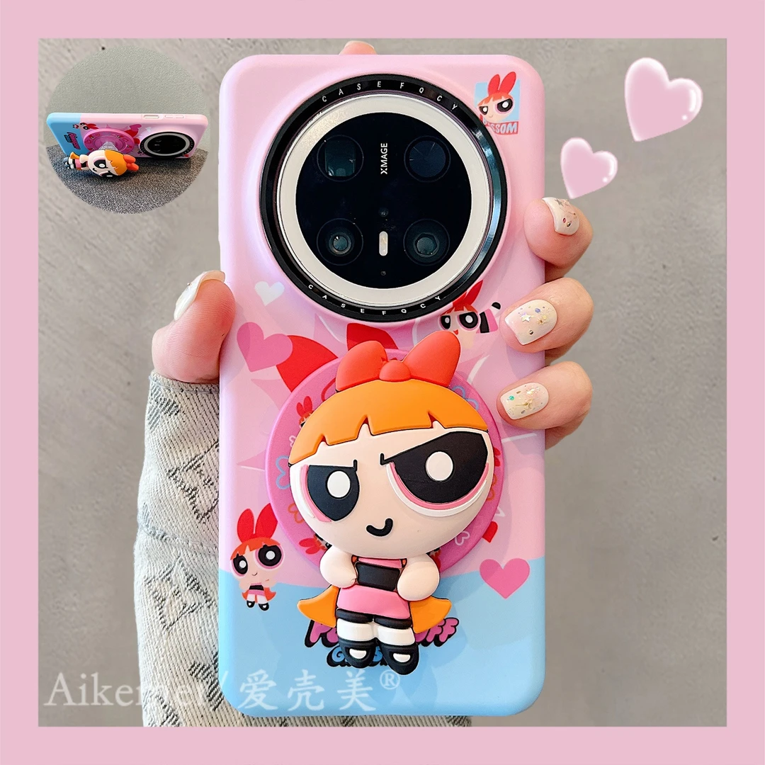适用华为mate70pro+手机壳菲林立体mate60pro+飞天小女警磁吸支架