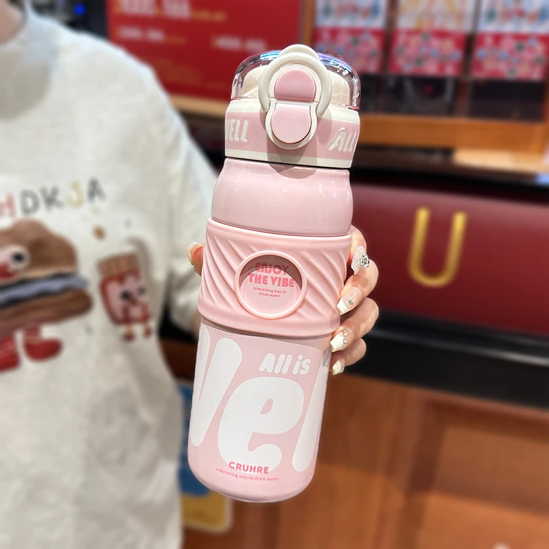 水杯女士专用高颜值保温杯儿童6-12岁上学用男孩2025新款双饮杯