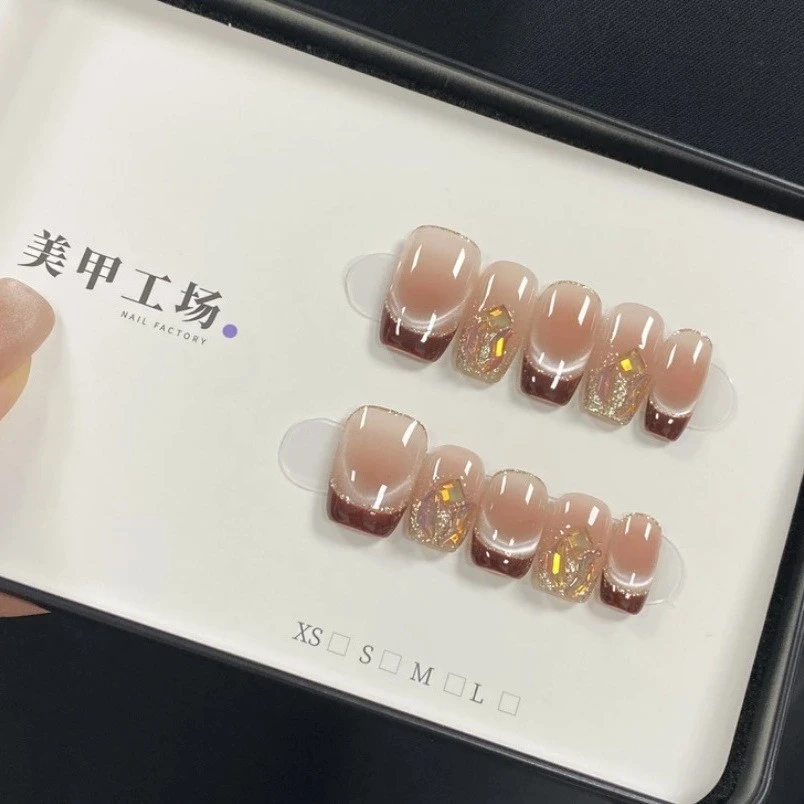 【半糖红茶】-纯手工光疗穿戴甲-送工具包