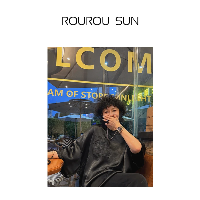 27306小众设计感宽松后背V领蕾丝百搭短袖T恤女上衣