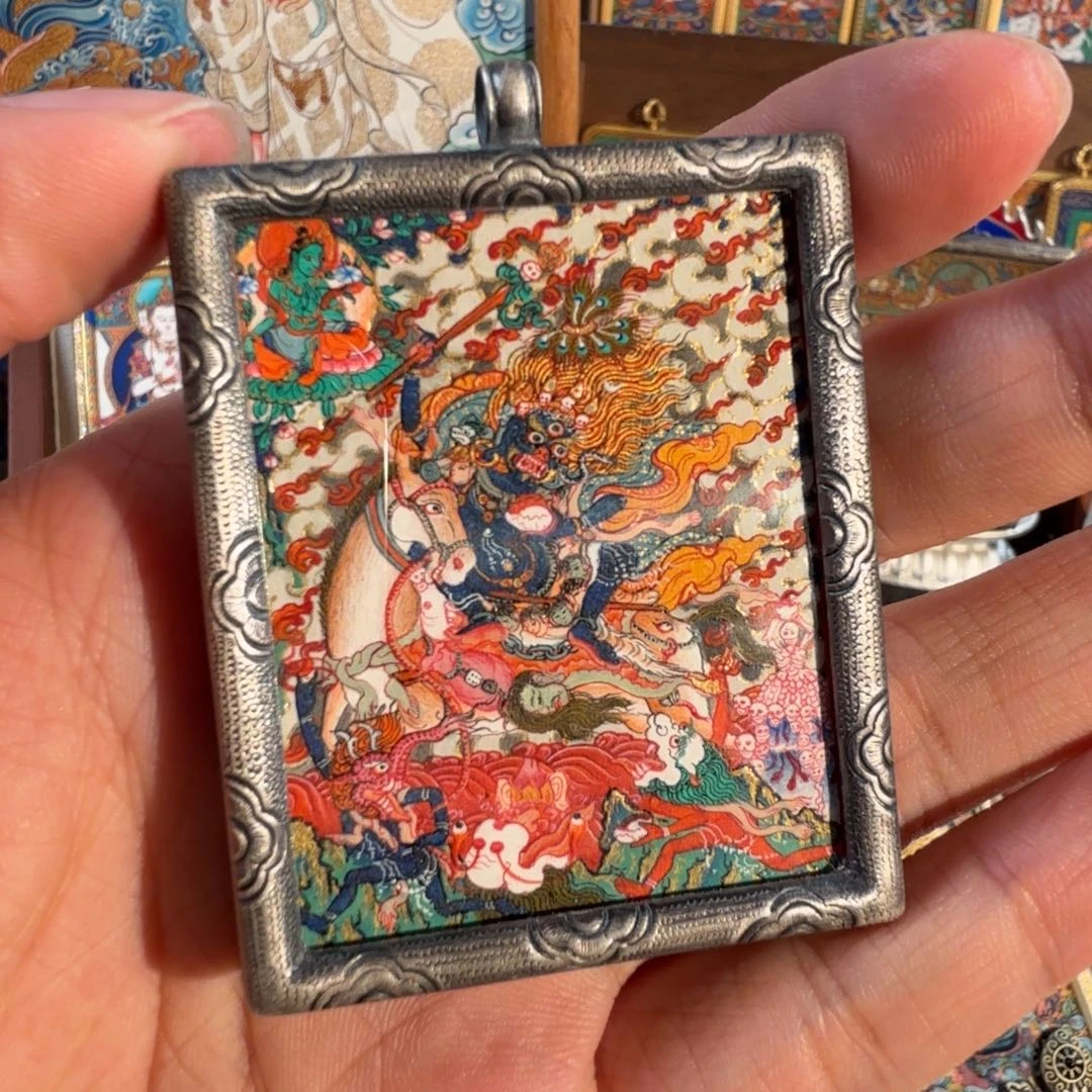 吊坠吉祥天 藏卡 纯手绘