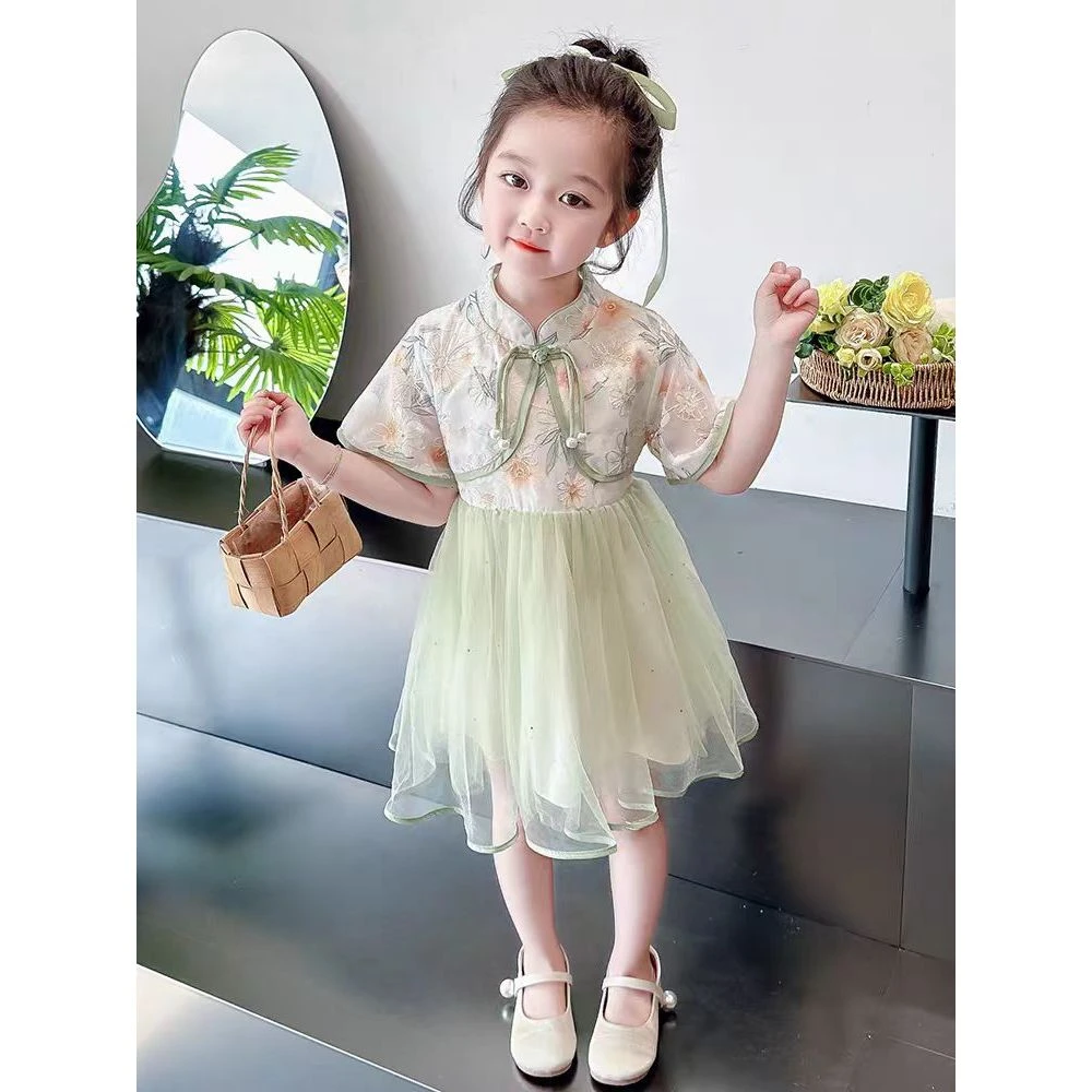 新款盘扣小花纱纱女裙8807