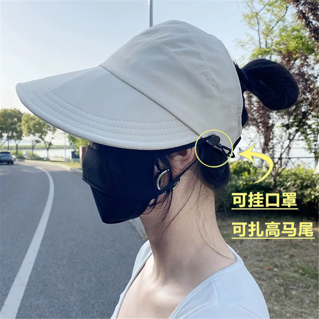 空顶四季通用夏季休闲风字母帽子防晒帽遮脸透气太阳帽