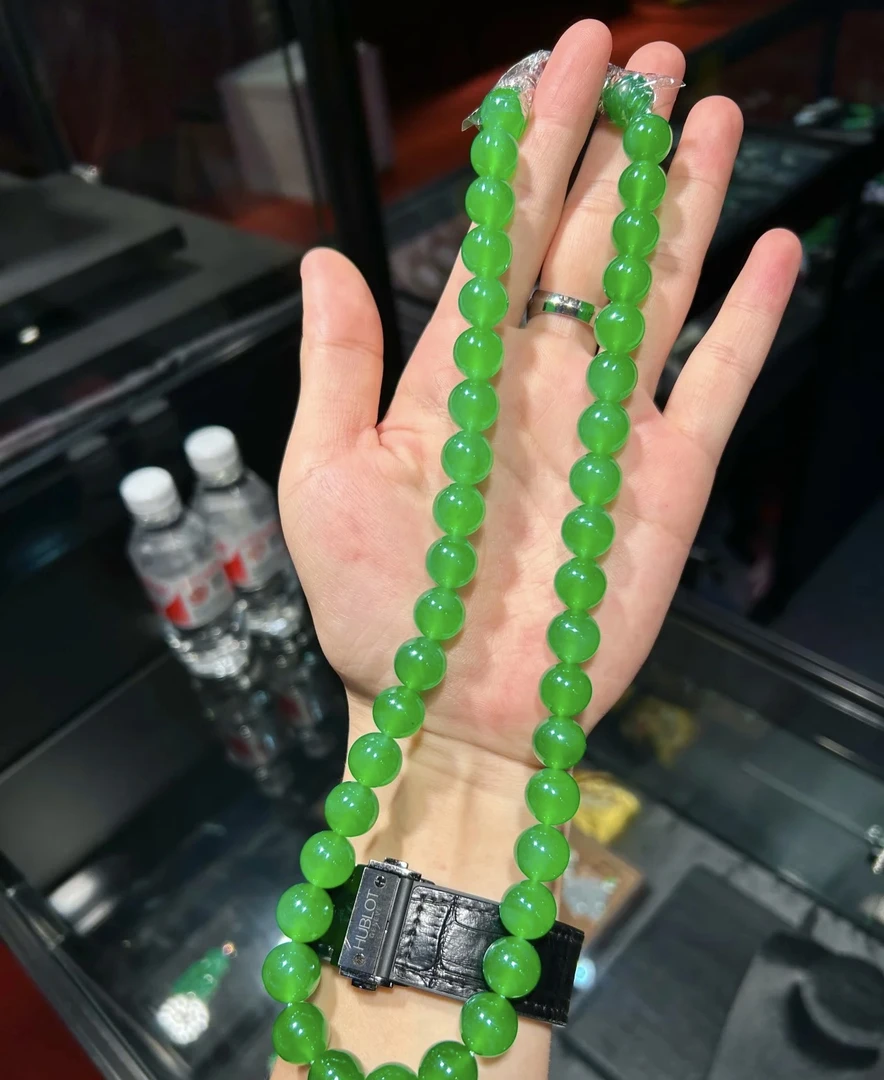 天然缅甸A货翡翠珠链专拍链接