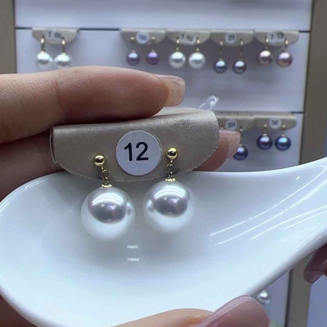 淡水珍珠耳饰18K金镶嵌