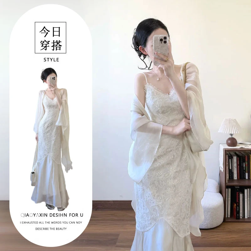 新中式国风气质减龄套装裙温柔素雅吊带连衣裙罩衫两件套高级感女