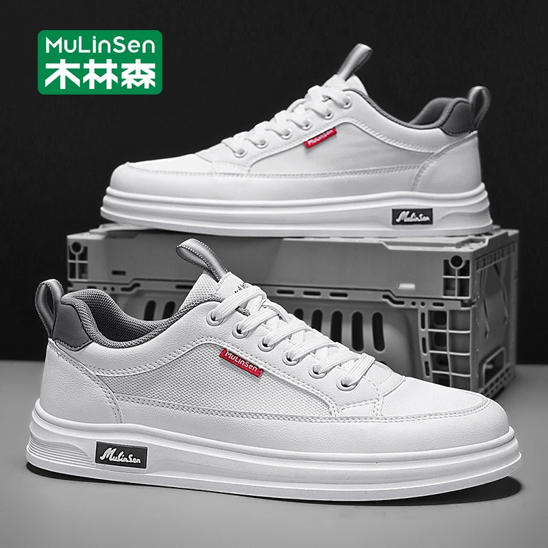 木林森板鞋男2025新款秋季透气休闲小白鞋男运动百搭网面百搭男鞋