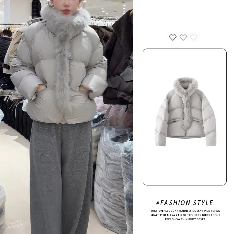 时尚立领毛绒设计感棉服外套女2025秋冬新款加厚保暖时尚气质棉衣