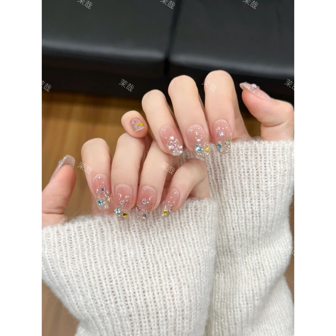茉哉【琉璃彩钻】纯手工定制美甲拆卸穿戴甲S0113 简易装 W06