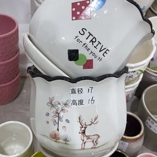 多肉绿植陶瓷花盆9.9包邮，有孔
